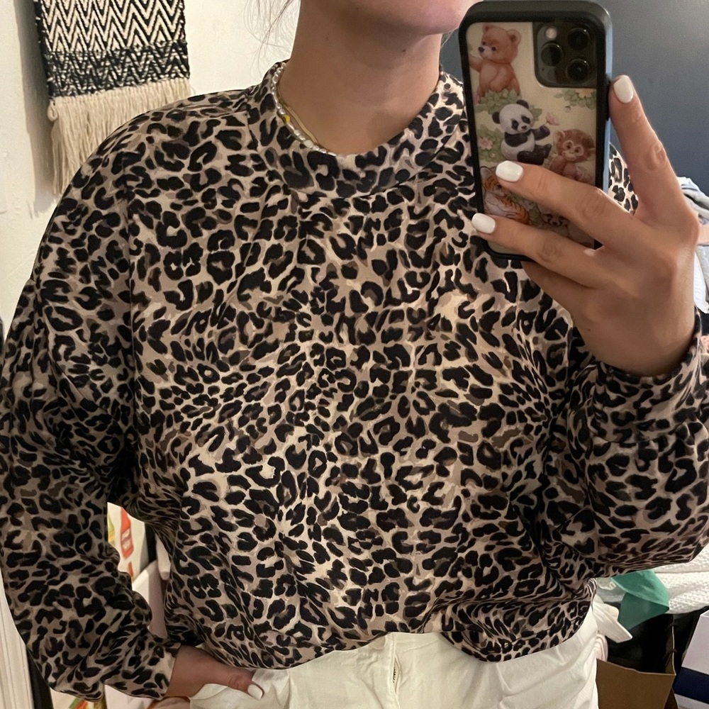 Bershka Mock Neck Cheetah Sweatshirt